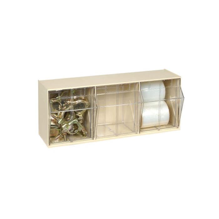Quantum Storage Systems Tip Out Bin QTB303 – 3 Compartments Ivory