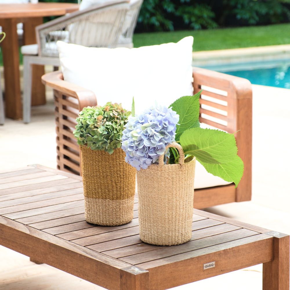 Mustard Tall Woven Basket Vase
