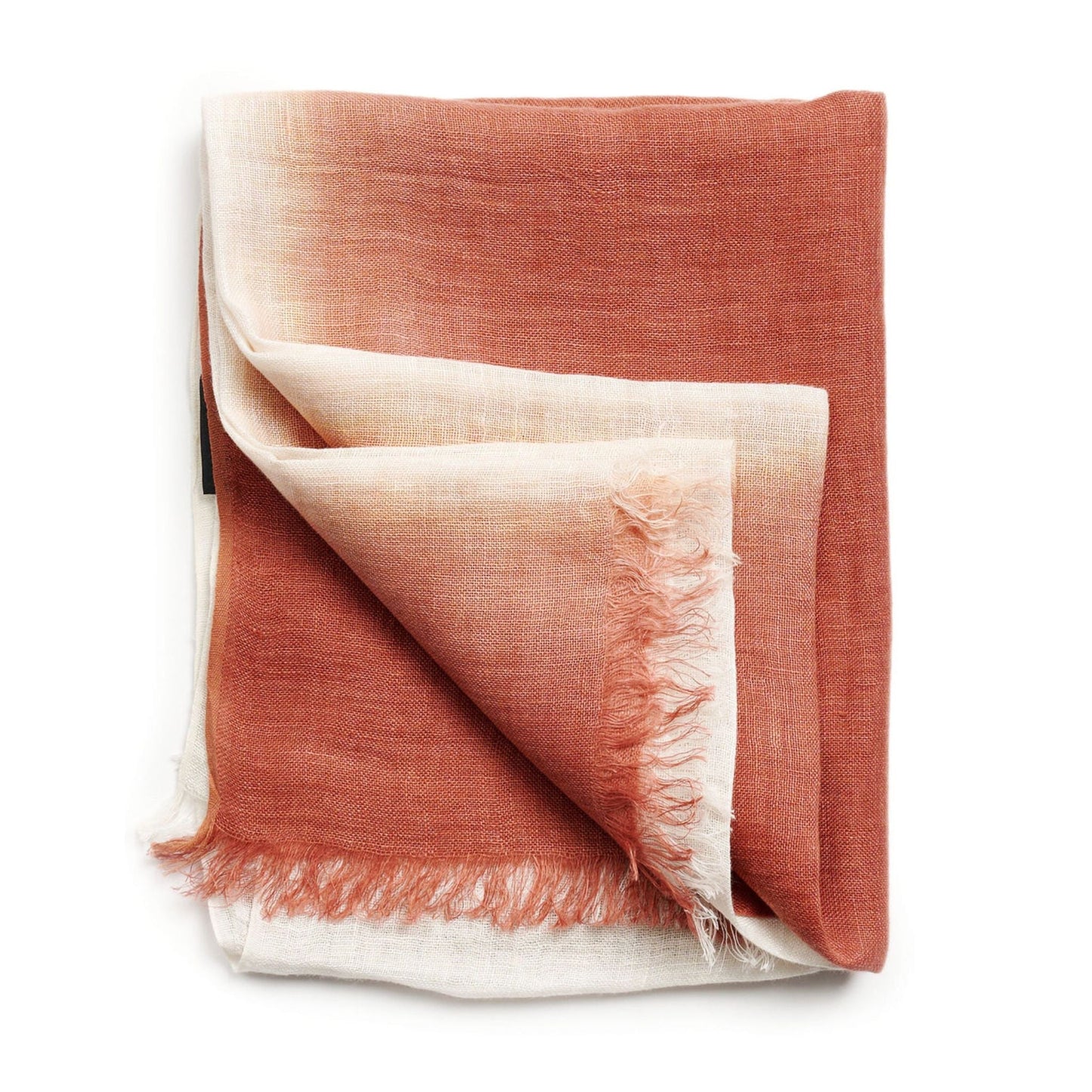 Pecan Brown Ombre Dyed Hand Woven Linen Scarf