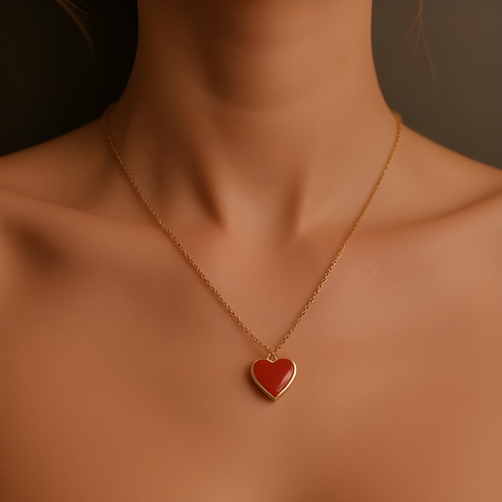 Single Hearted Girl Red Heart Necklace | Magnetic Clasp