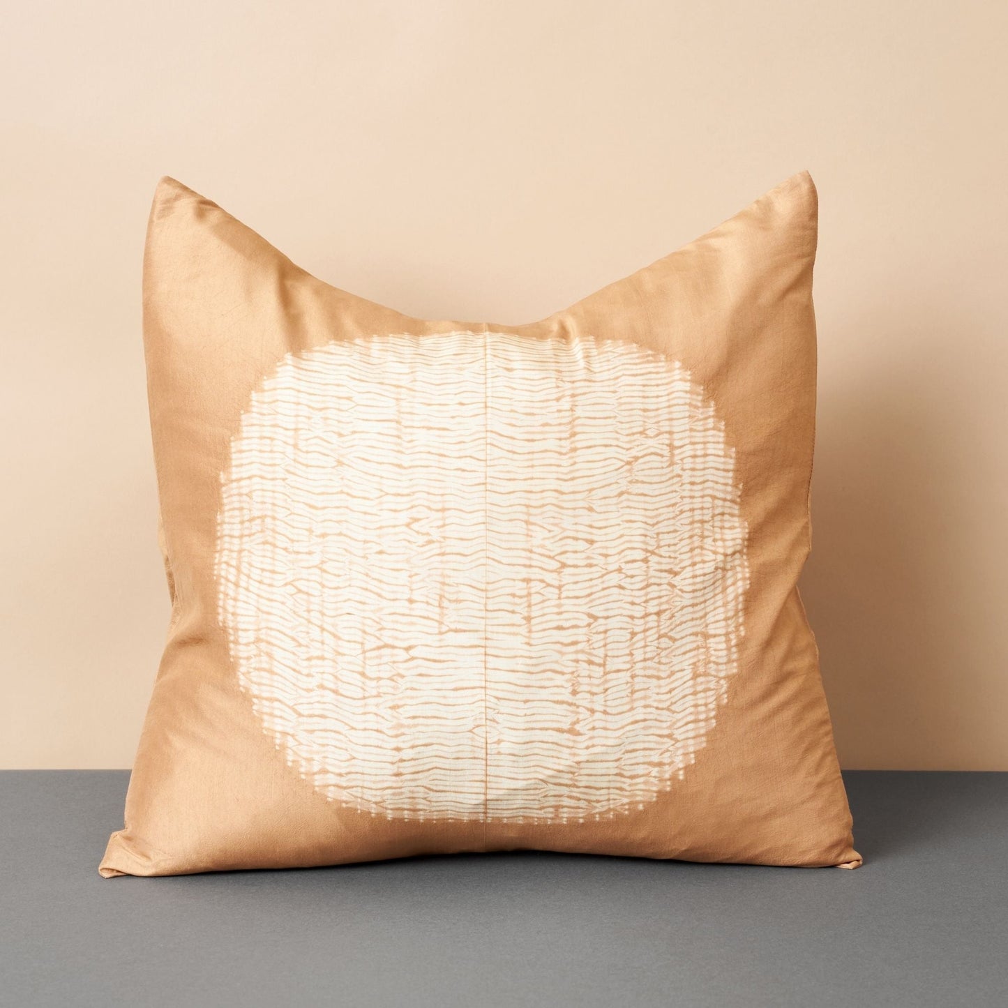 Shunya Gold Handcrafted Shibori Print Mulberry Silk Pillow