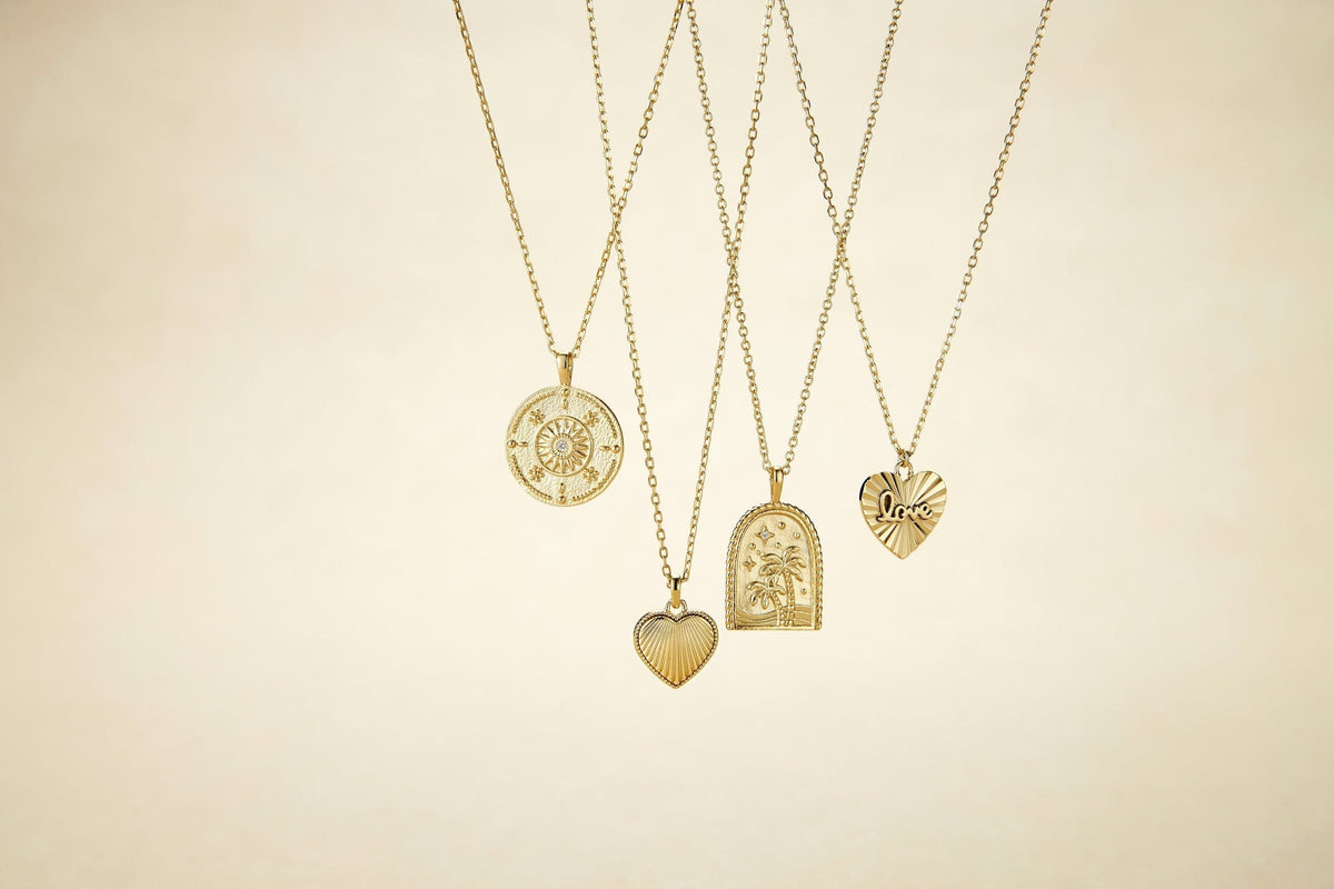 Round Sun Pendant With CZ Center Stone Necklace