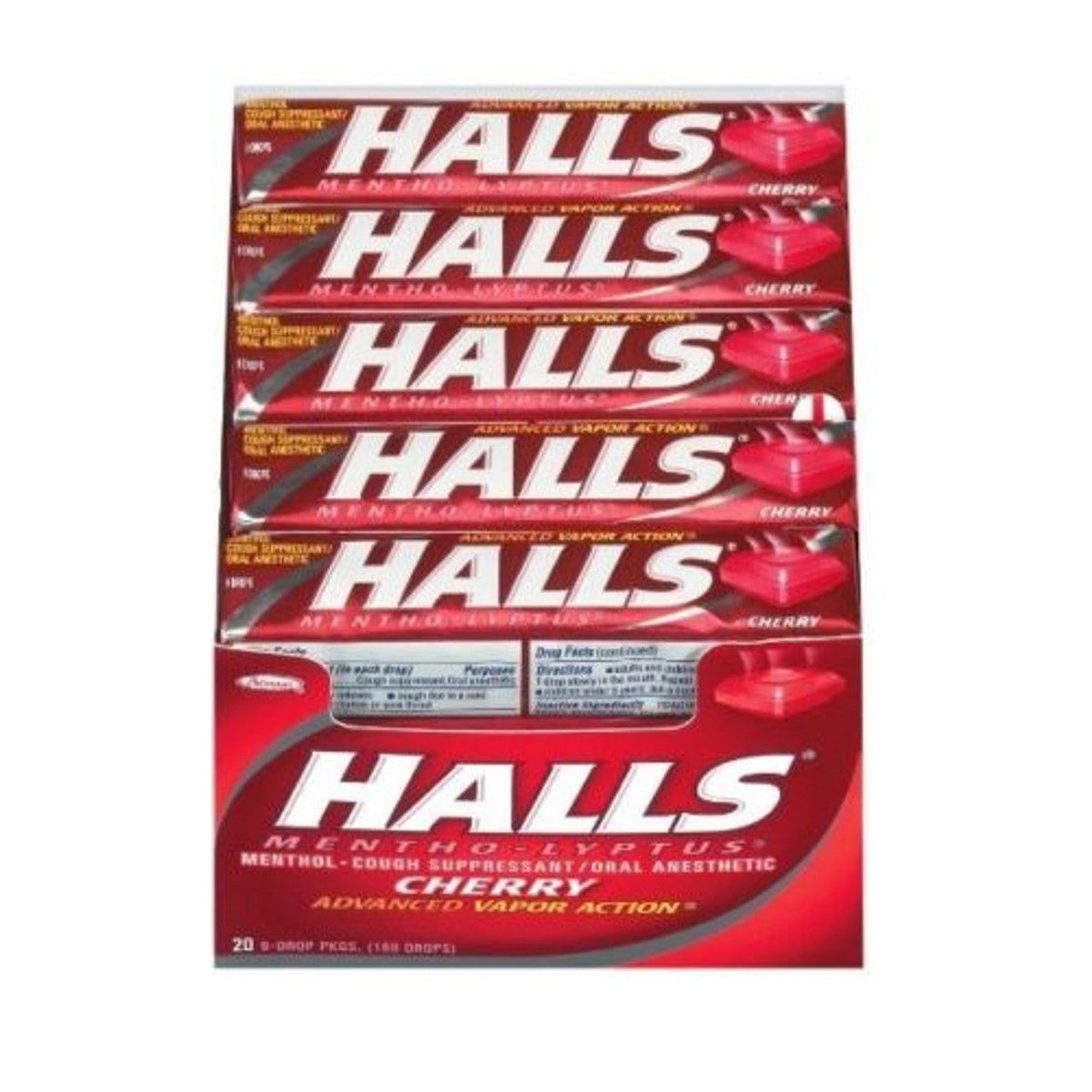 Halls Relief Cherry Flavor Cough Suppressant/Oral Anesthetic Drops 9 Ct Pack
