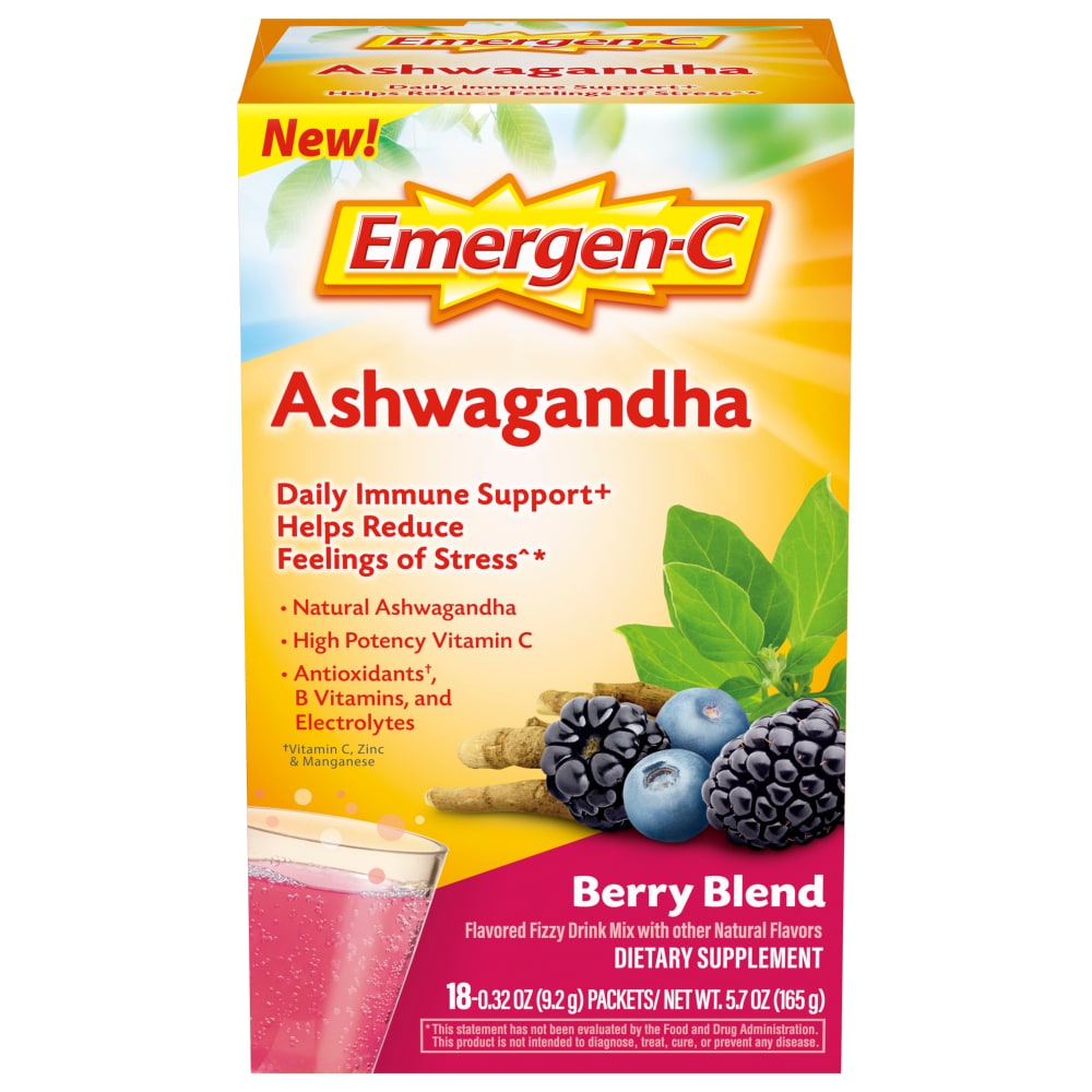 Emergen-C Ashwagandha Berry Blend Fizzy Drink Mix Packets