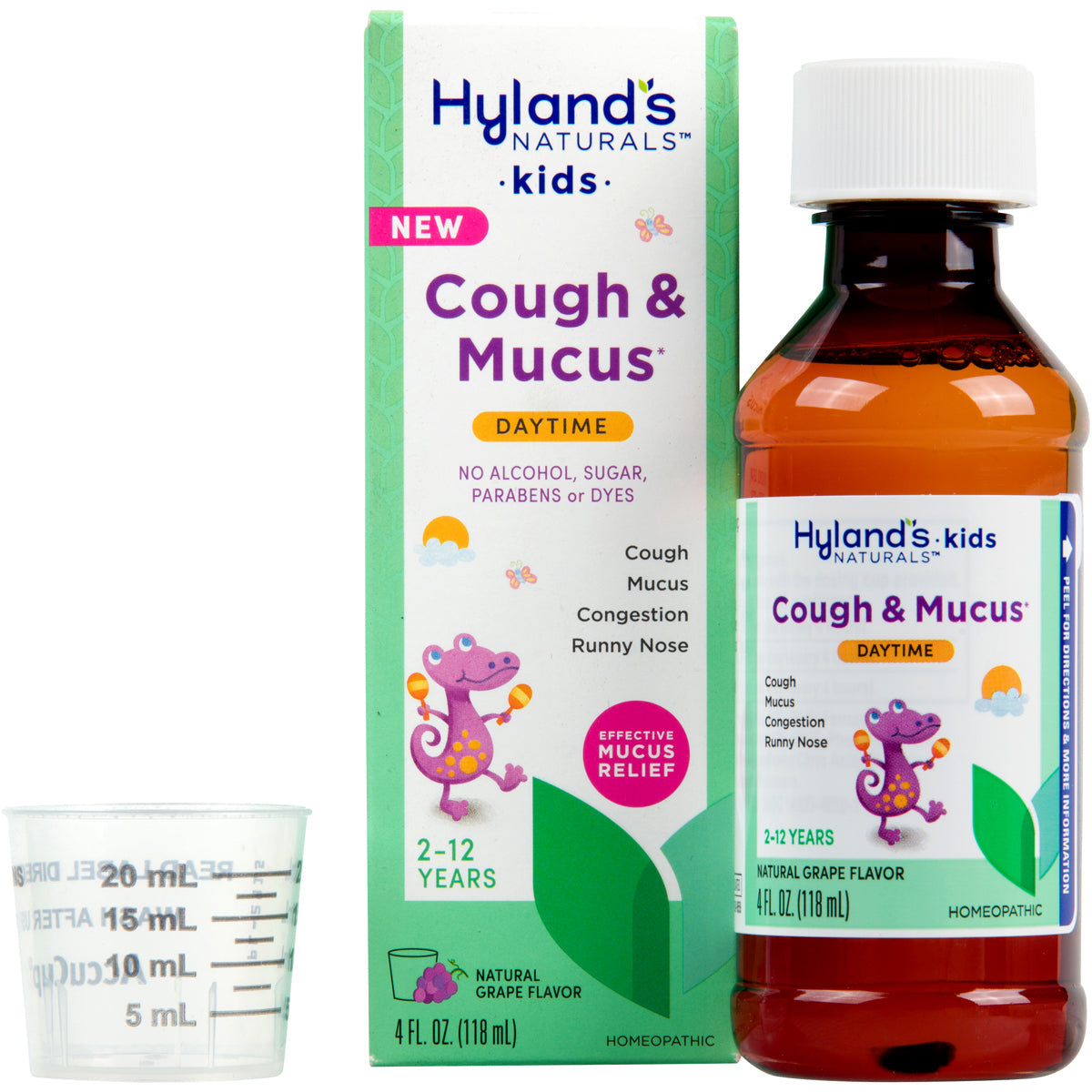 Hyland's Naturals Cough & Mucus, Daytime, Kids, Natural Grape Flavor 4 Fl Oz