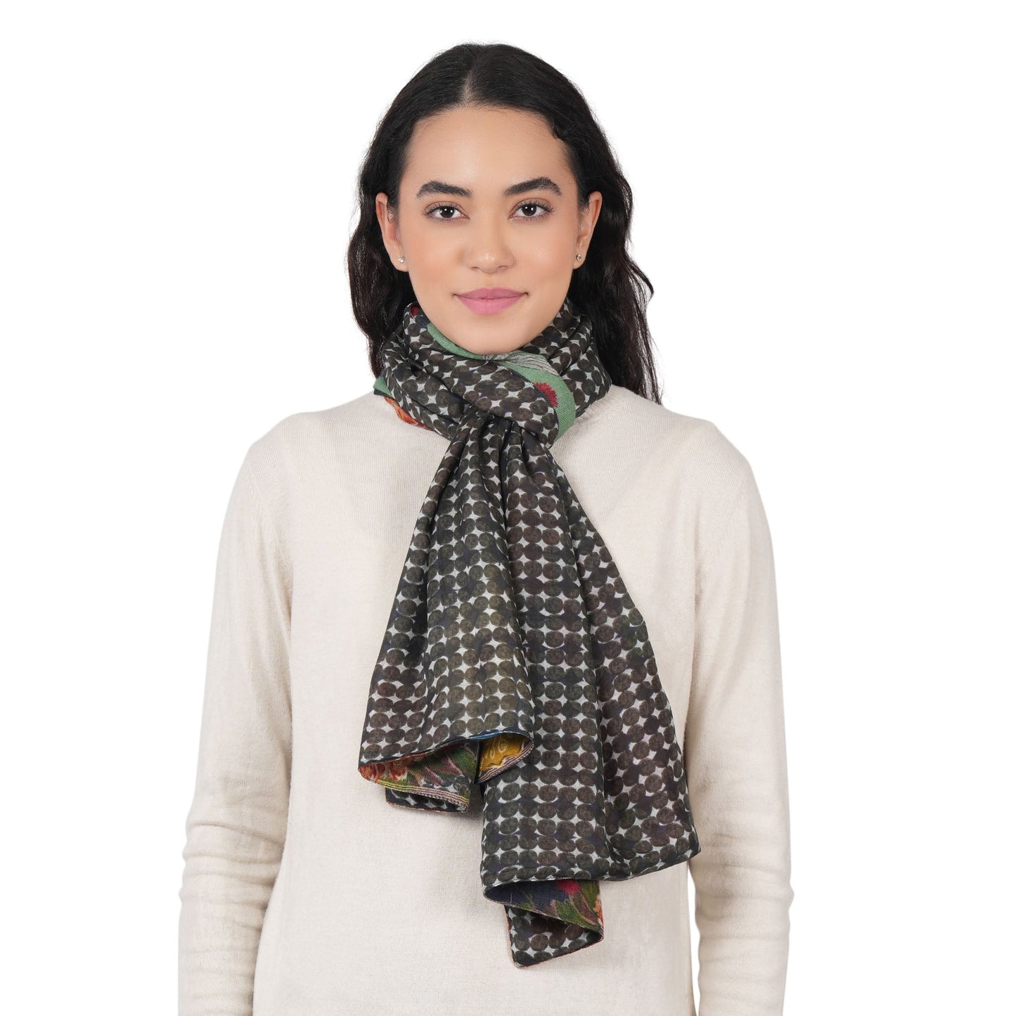 Reversible Garden Patchwork Scarf – Rustic Indigo