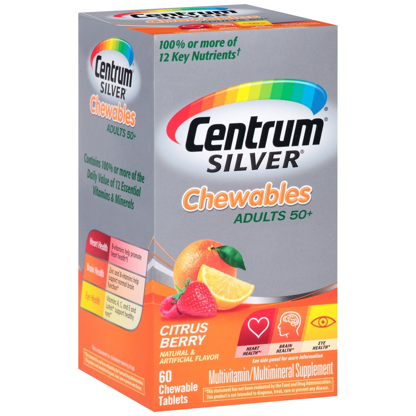 Centrum Silver Multivitamin/Multimineral, Adults 50+, Chewable Tablets, Citrus Berry