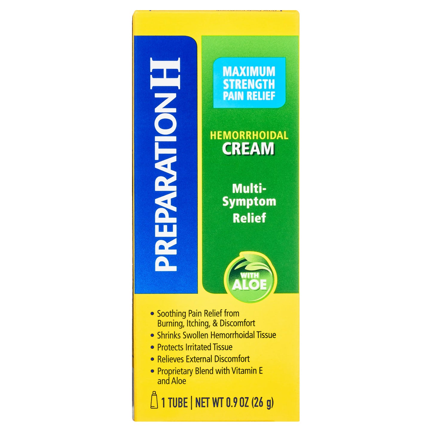 Preparation H Hemorrhoid Symptom Treatment Cream , Maximum Strength Multi-symptom Pain Relief With Aloe