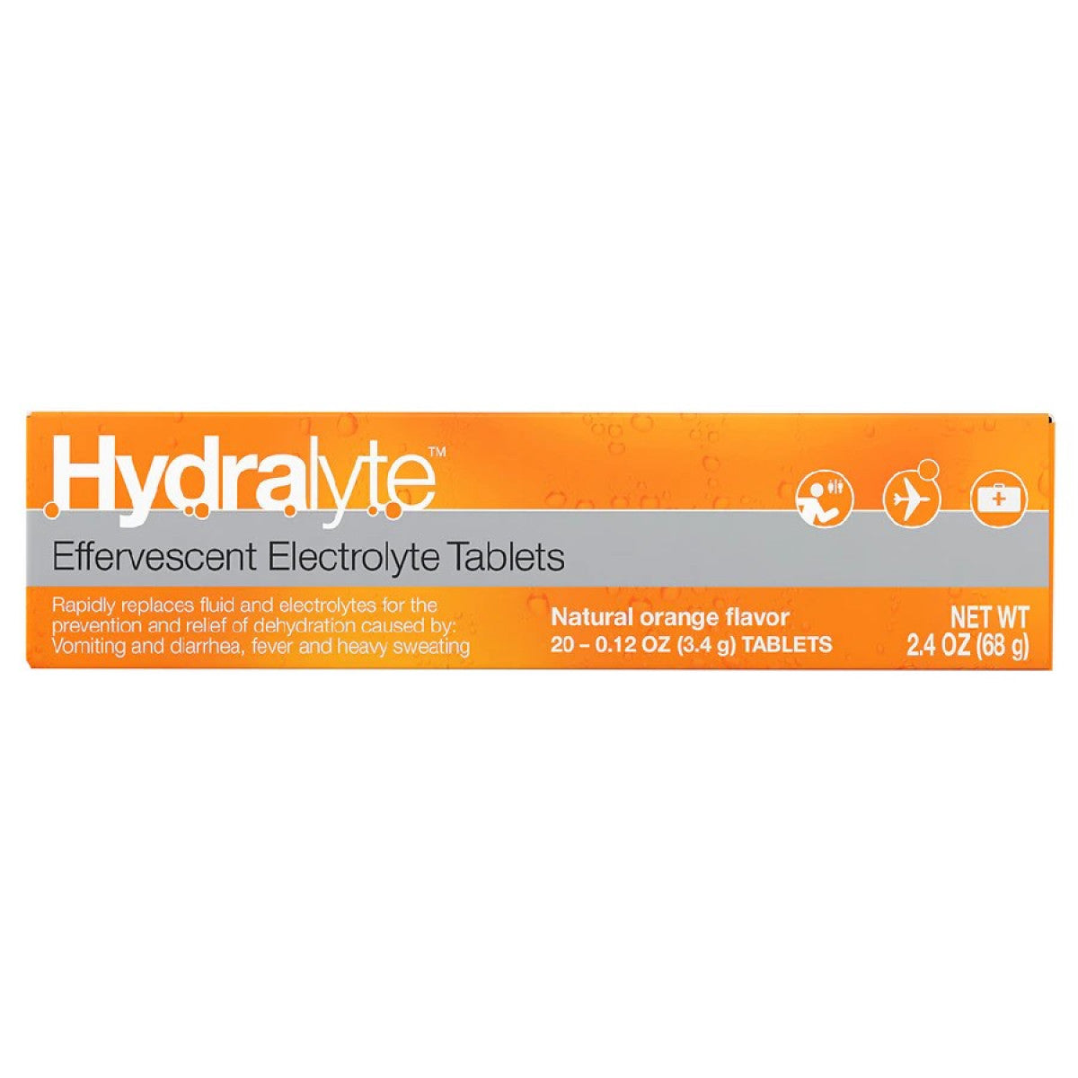 Hydralyte Effervescent Electrolyte Tablets, Natural Orange Flavor