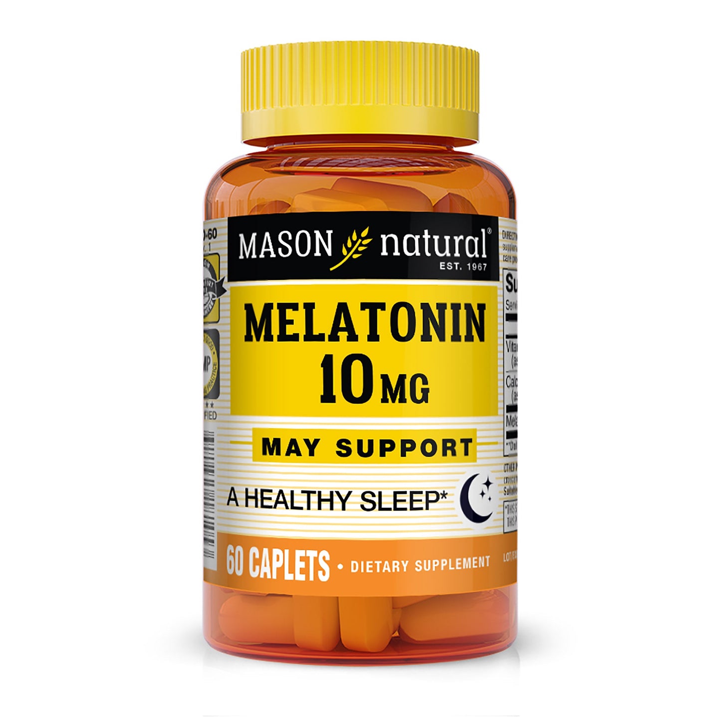 Mason Natural Melatonin 10 Mg With B6 & Calcium, Sleep Aid - 60 Caplets