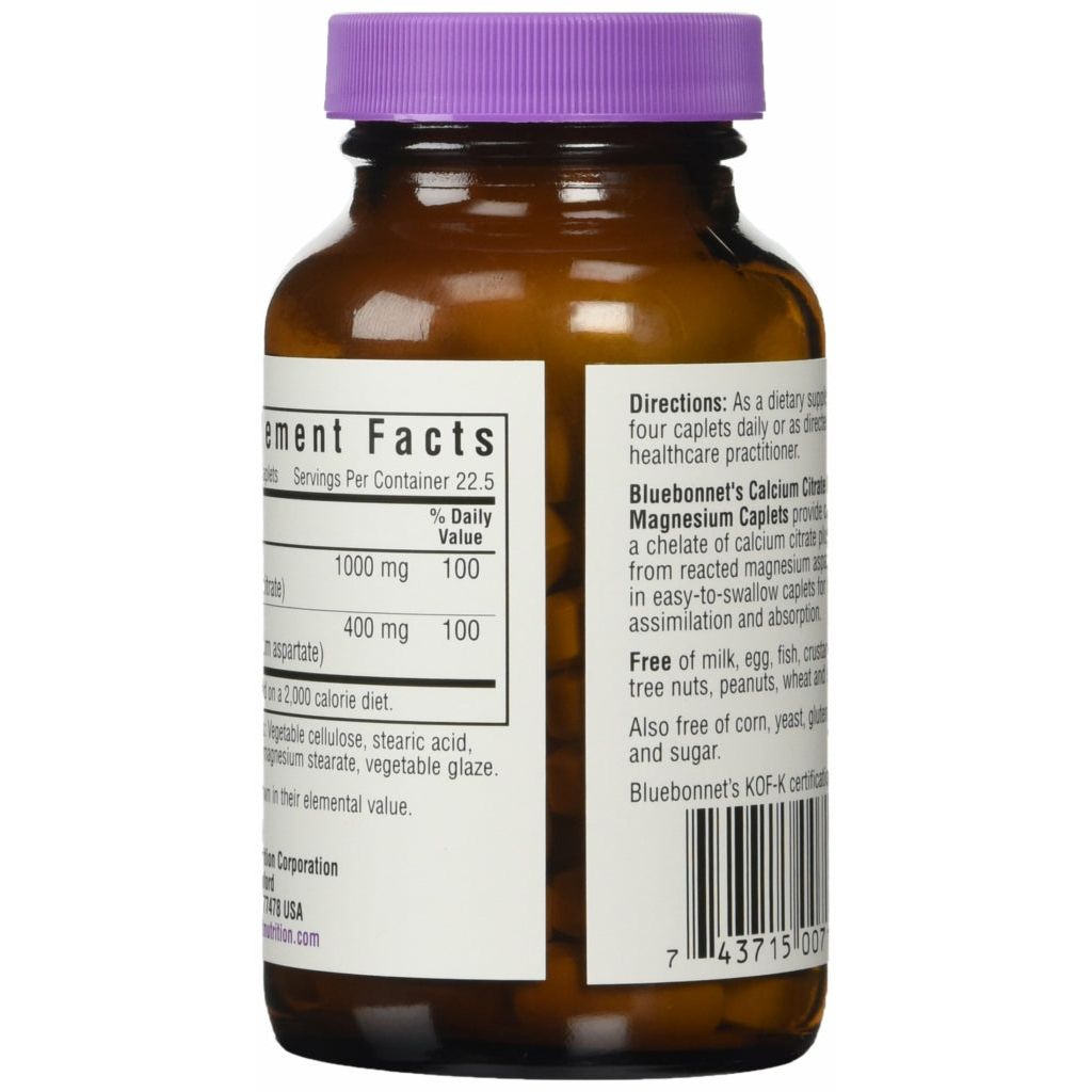 Bluebonnet Calcium Citrate Plus Magnesium Caplets