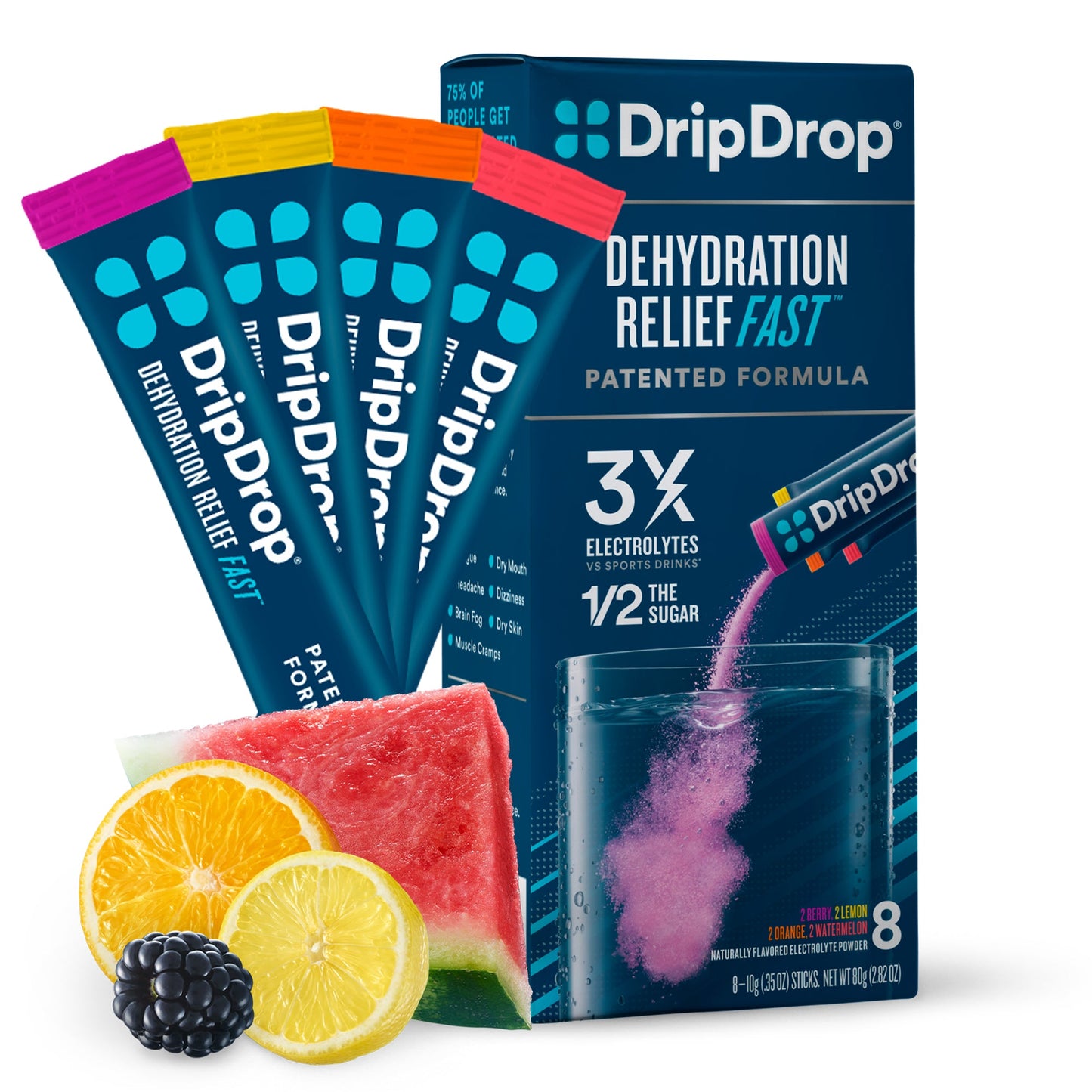 DripDrop Electrolyte Vegan Powder For Dehydration Relief - Bold Classics Variety Pack - 8ct