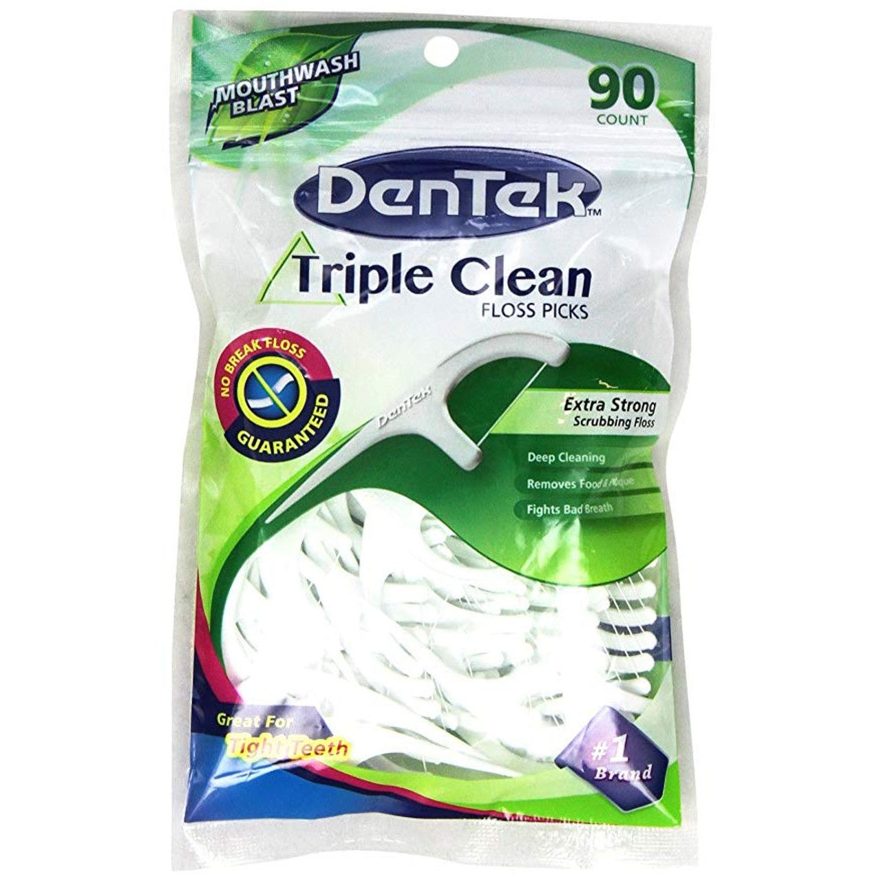 DenTek Floss Picks, Advanced Clean, Mouthwash Blast, Triple Clean