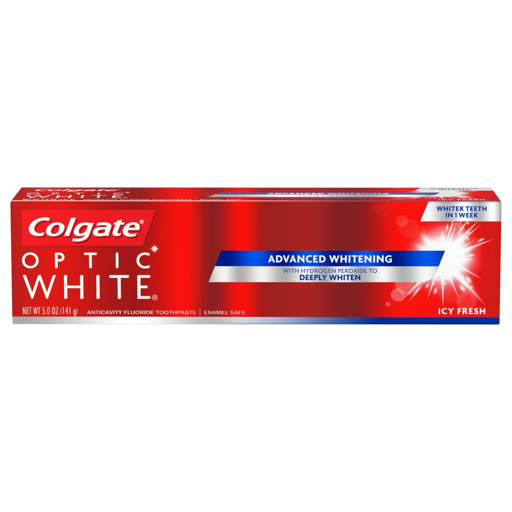 Colgate Optic White Toothpaste, Anticavity Fluoride, Icy Fresh, Cool Fresh Mint
