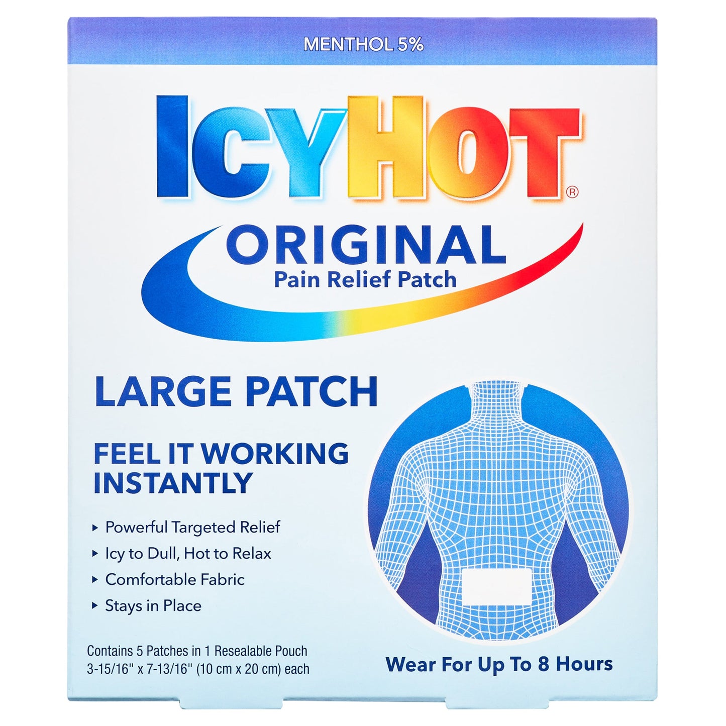 Icy Hot Original Large Pain Relief Patch Back