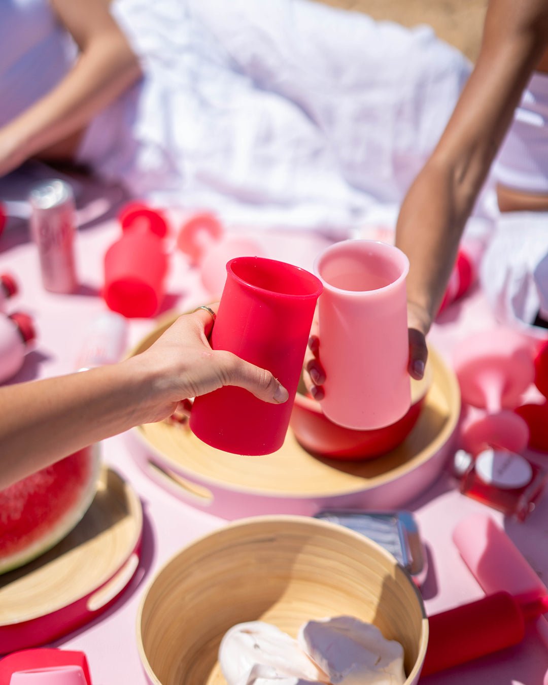 cherry + blush | stegg | silicone unbreakable highball glasses