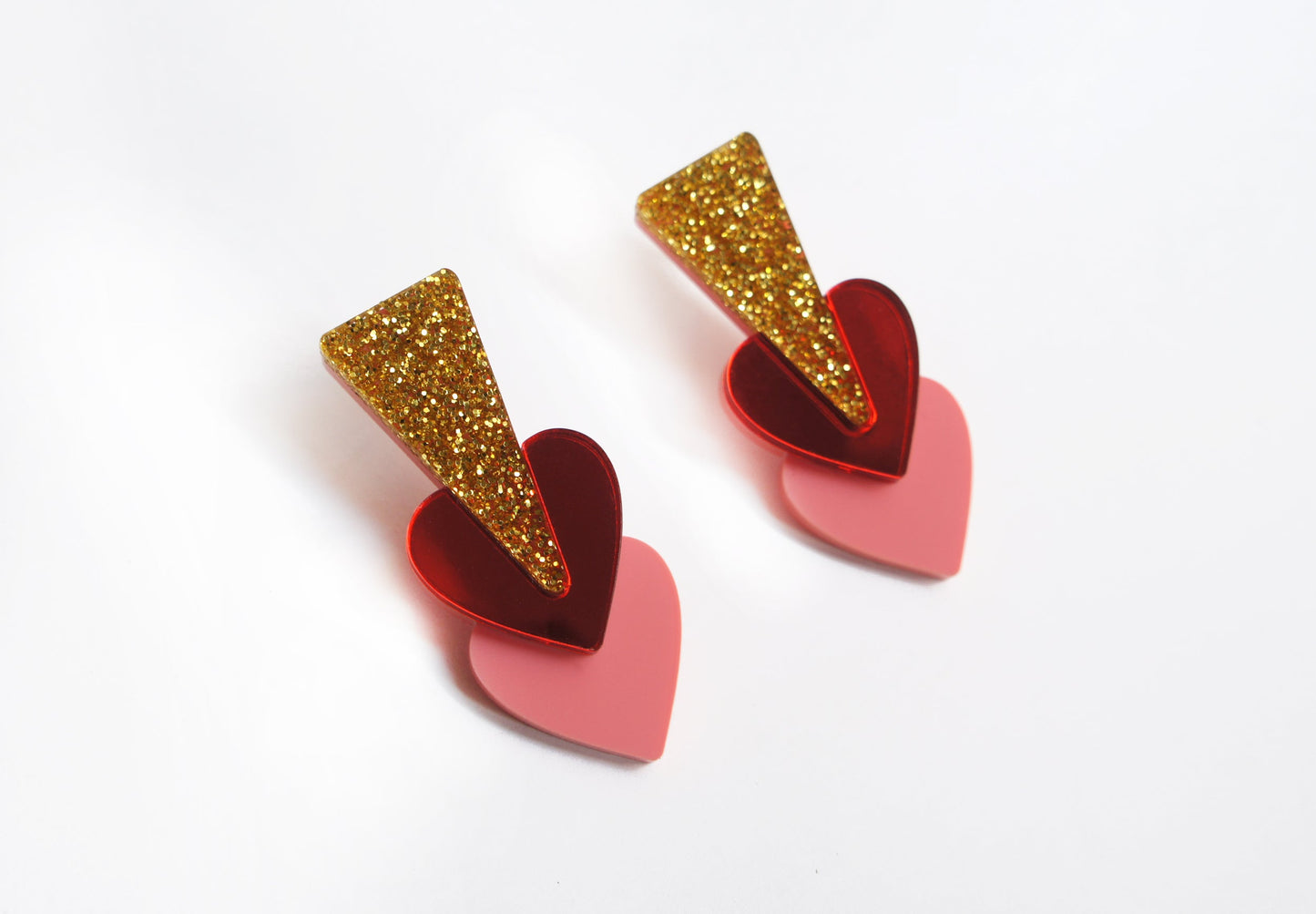 Pink Hearts Earrings by Laliblue