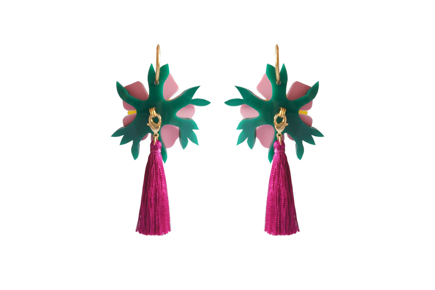 Pink Tropical Flower Earrings by Laliblue