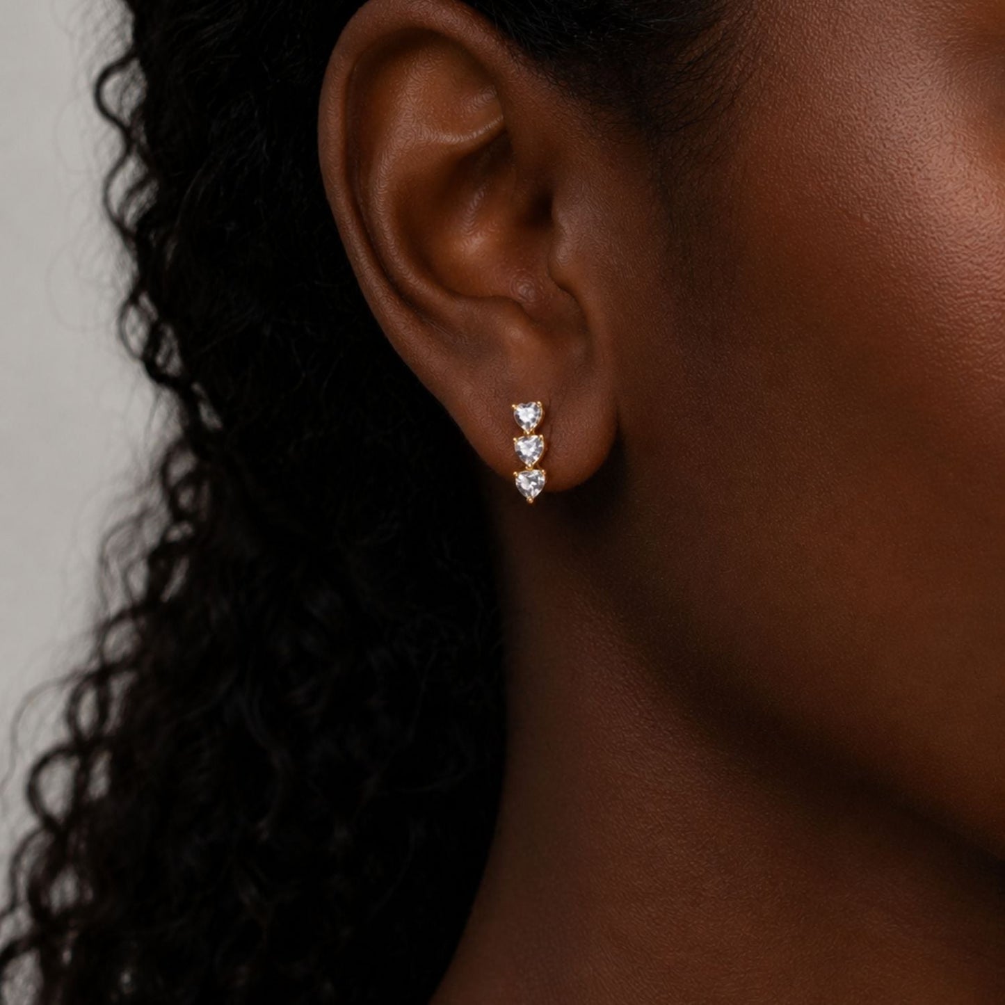 Story of Three Hearts Vertical Climber Lab Grown Earrings
