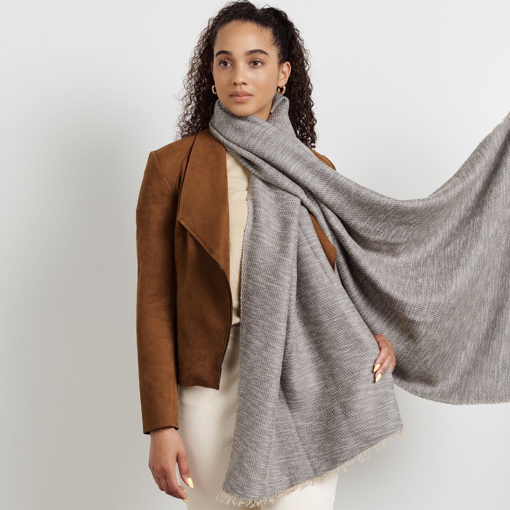 Limestone Gray Soft Cashmere Merino Handloom Scarf