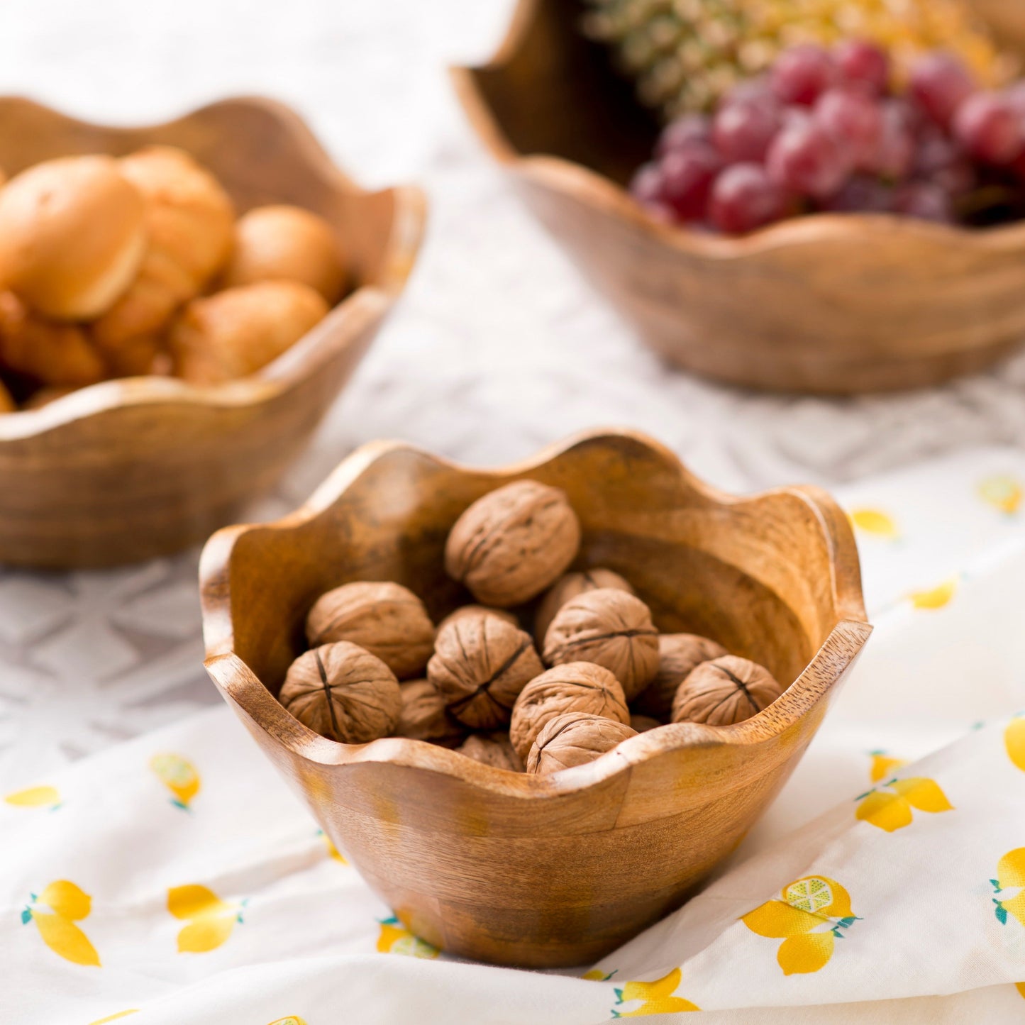 Wooden Scalloped Bowls