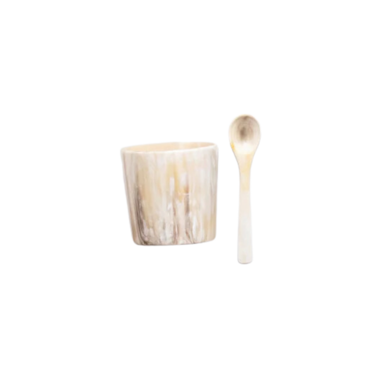 Ankole Horn Salt Cellar + Spoon Set