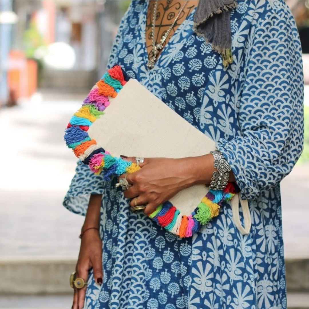 Organic Cotton Fringe Tassel Wristlet - Thailand