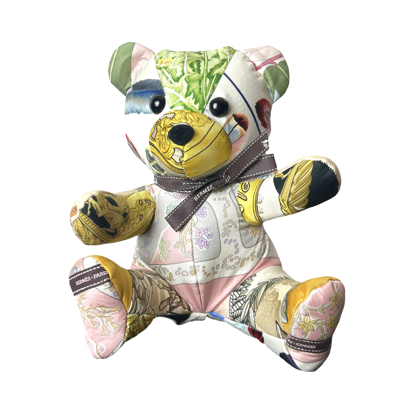 Vintage Silk Scarf Patchwork Teddy Bear