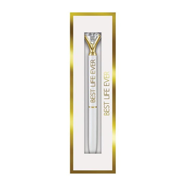 Best Life Ever Gem Pen in Gift Box | Jewel-Topped Gift Pen in Gold