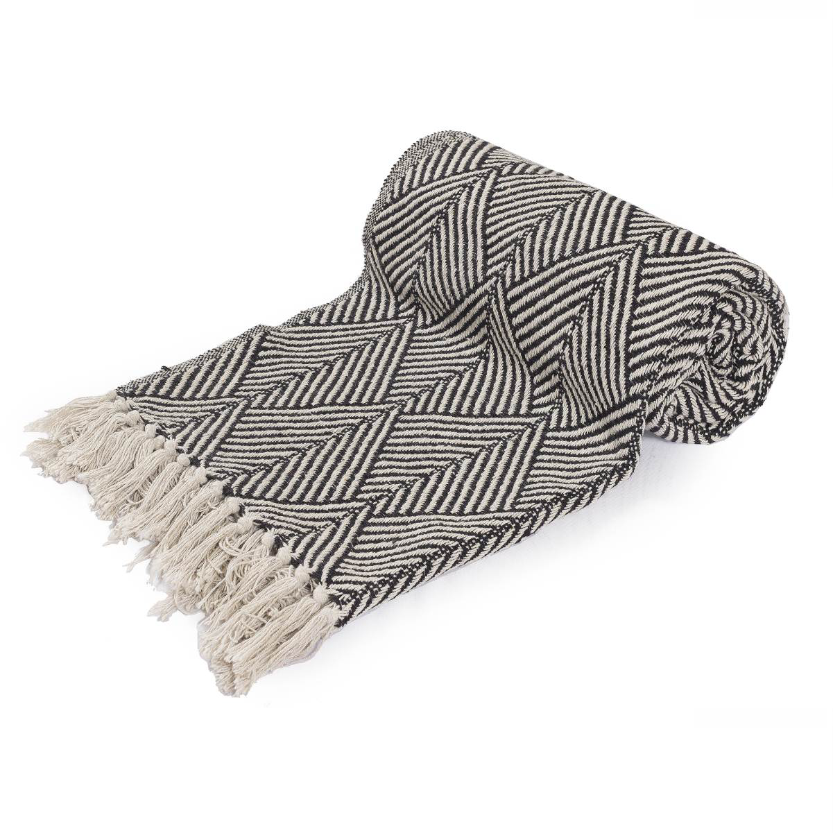 Big Herringbone Knit Cotton Throw Blanket