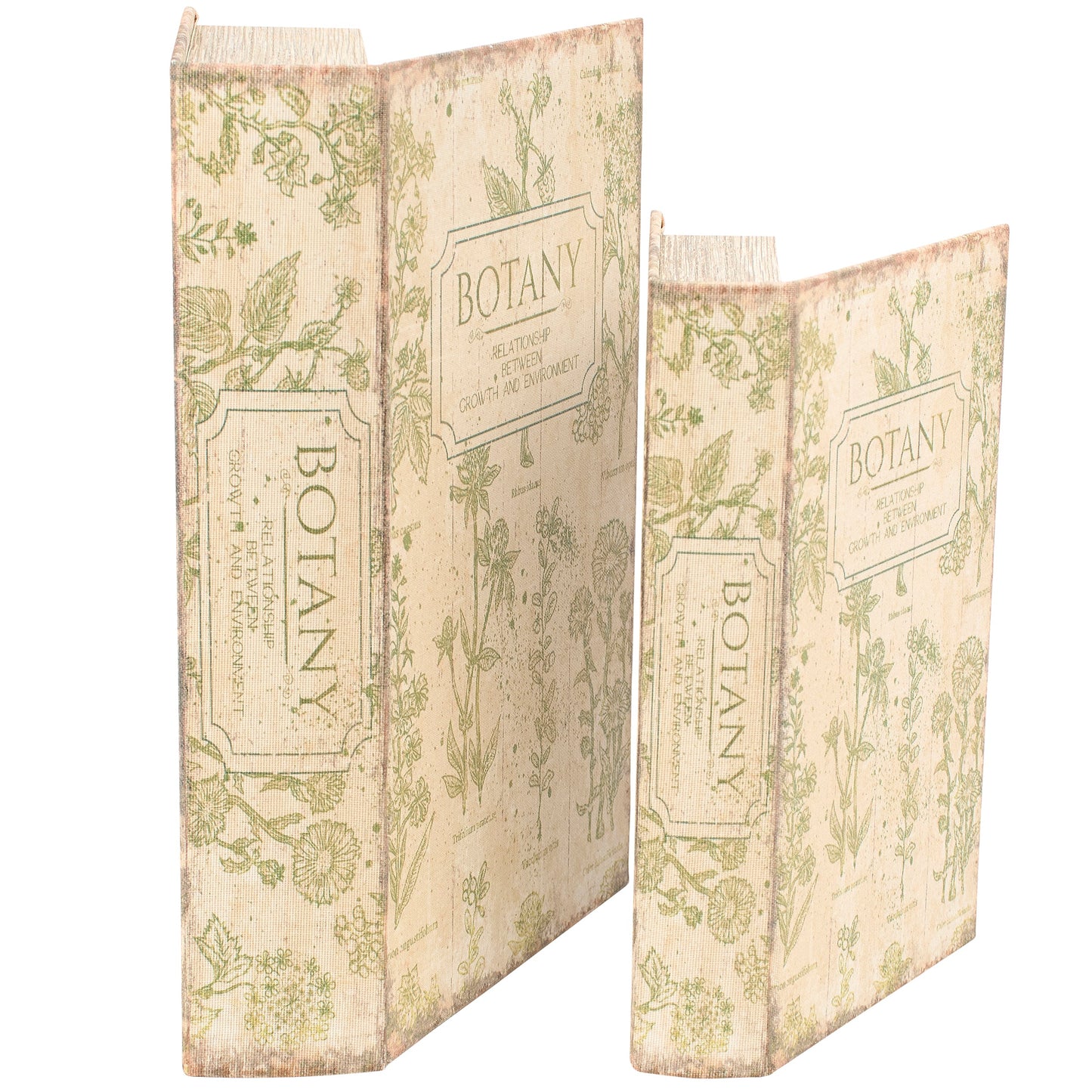 Botany Book Box Set of 2 | Vintage Book Shaped Storage Stash Trinket Boxes