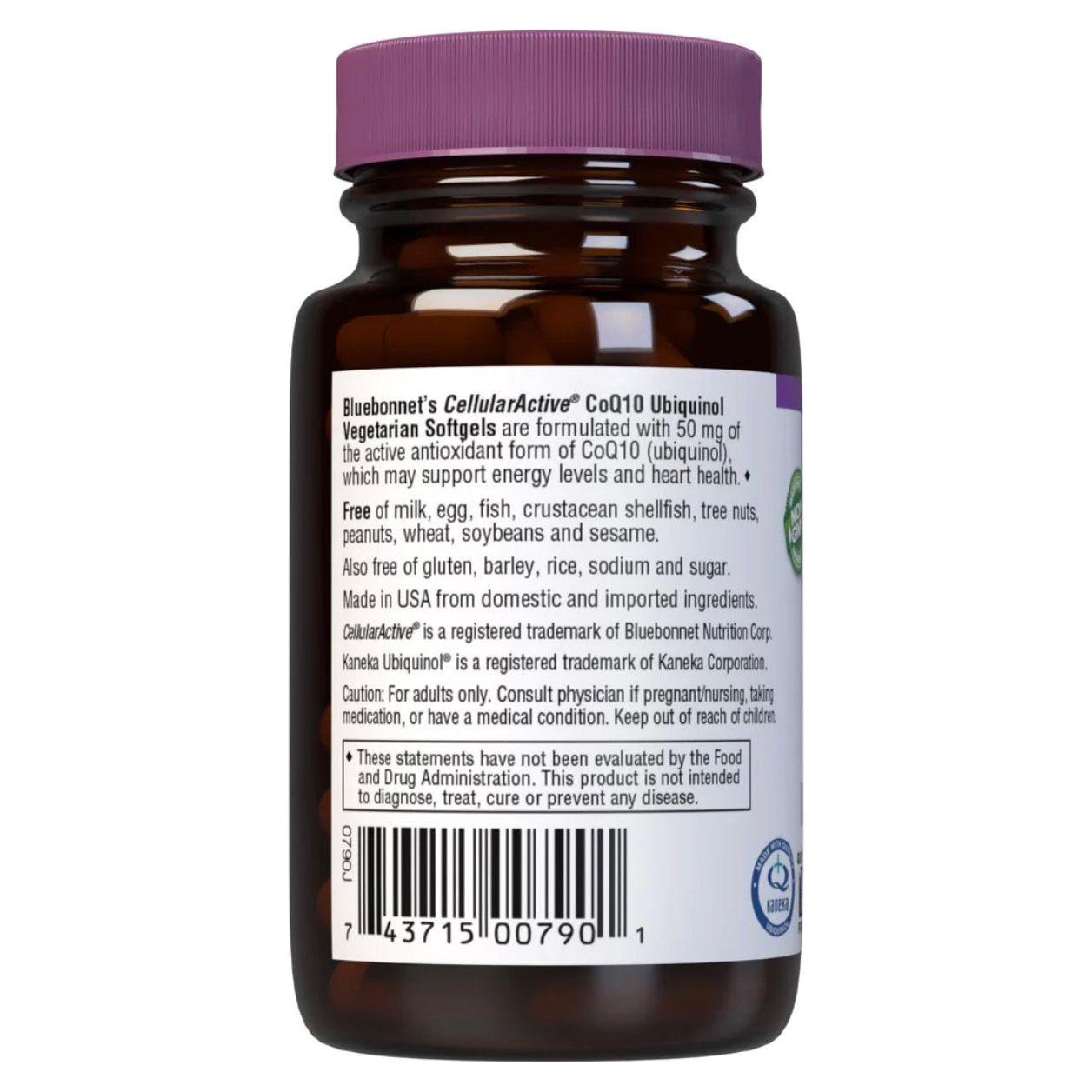 Bluebonnets CellularActive CoQ10 Ubiquinol 50 mg, 30 Vegetarian Softgels