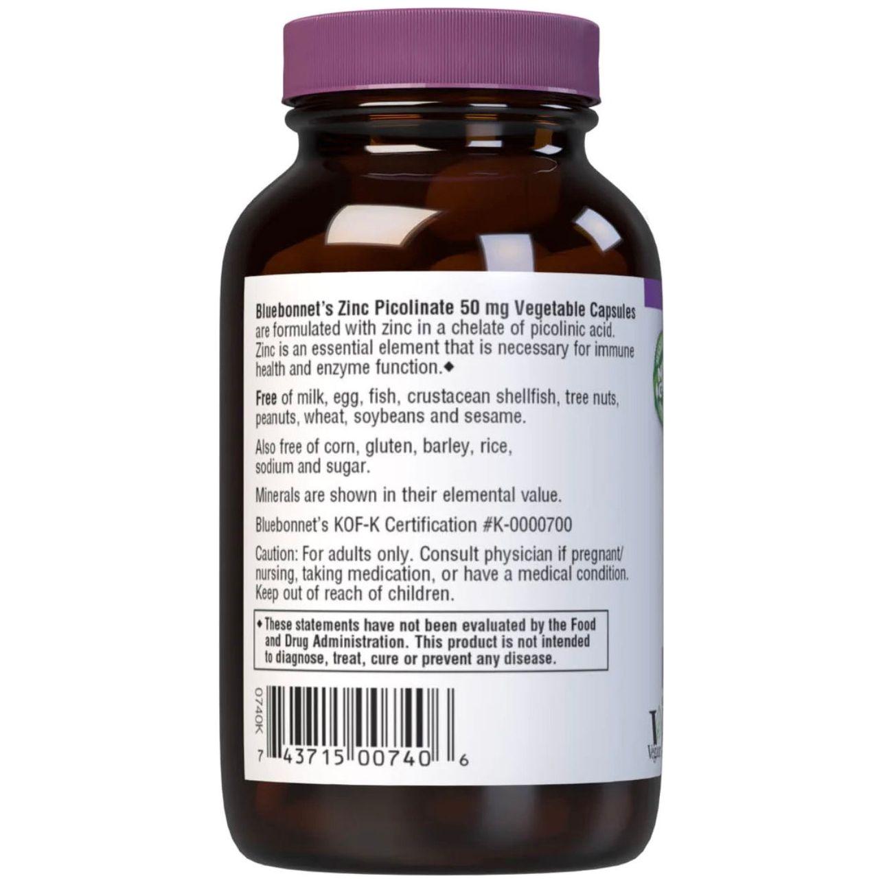 Bluebonnets Zinc Picolinate 50 mg, 100 Vegetable Capsules