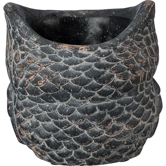 Cement Owl Planter in Dark Gray | Succulents Greenery Plant Pot | Decorative Indoor Outdoor Garden Décor