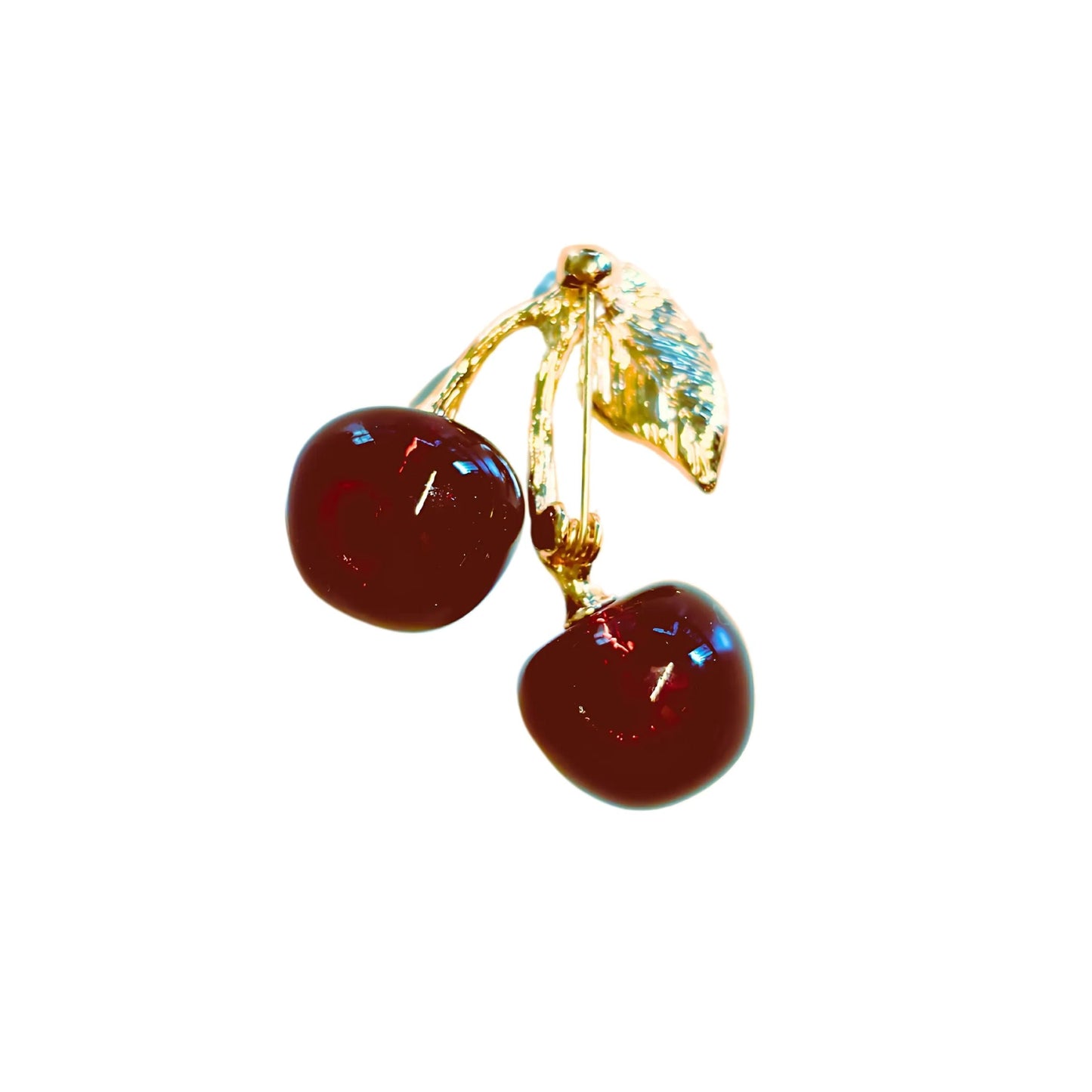 Cheeky Cherries Brooch | 1.45" Wide Pin in Metal Alloy with Gold Finish