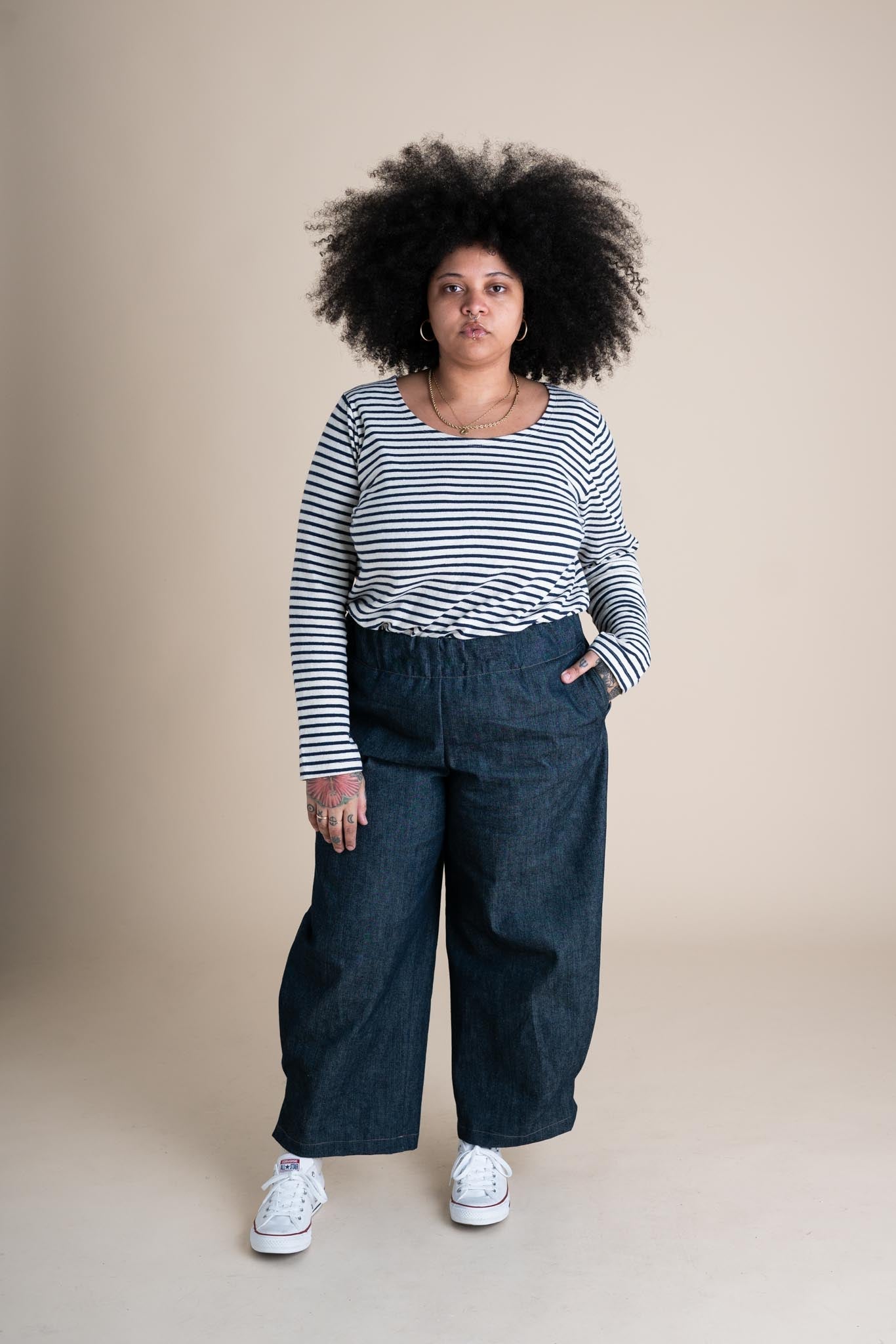 Crescent Moon Pants in Cone Denim
