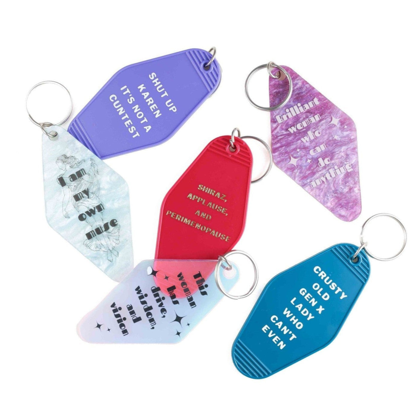 Crusty Old Gen X Lady Who Can't Even Motel Keychain in Blue