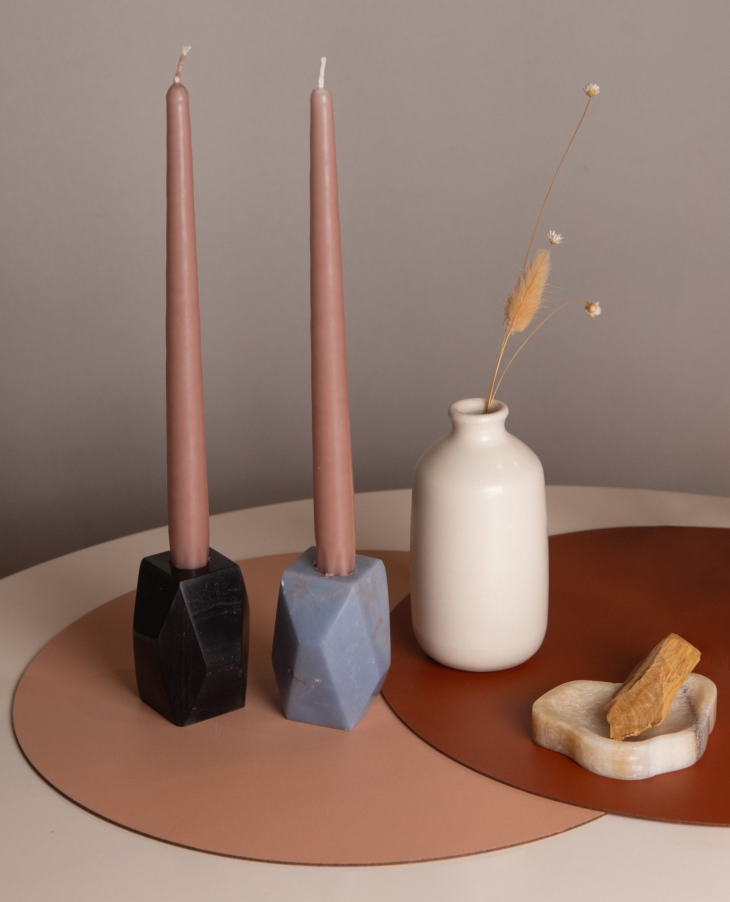 Gemstone faceted candelabra Soapstone