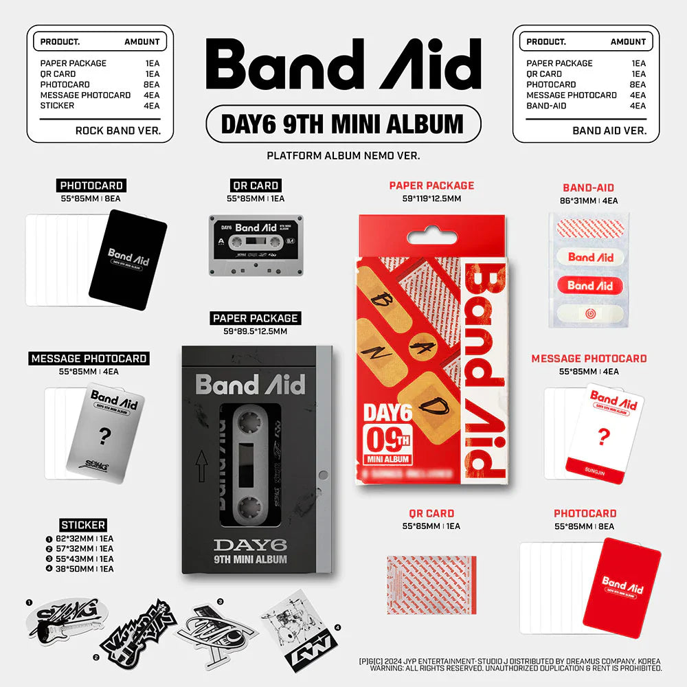 Day6 9th Mini Album - Band Aid (Platform Album Nemo Ver Random)