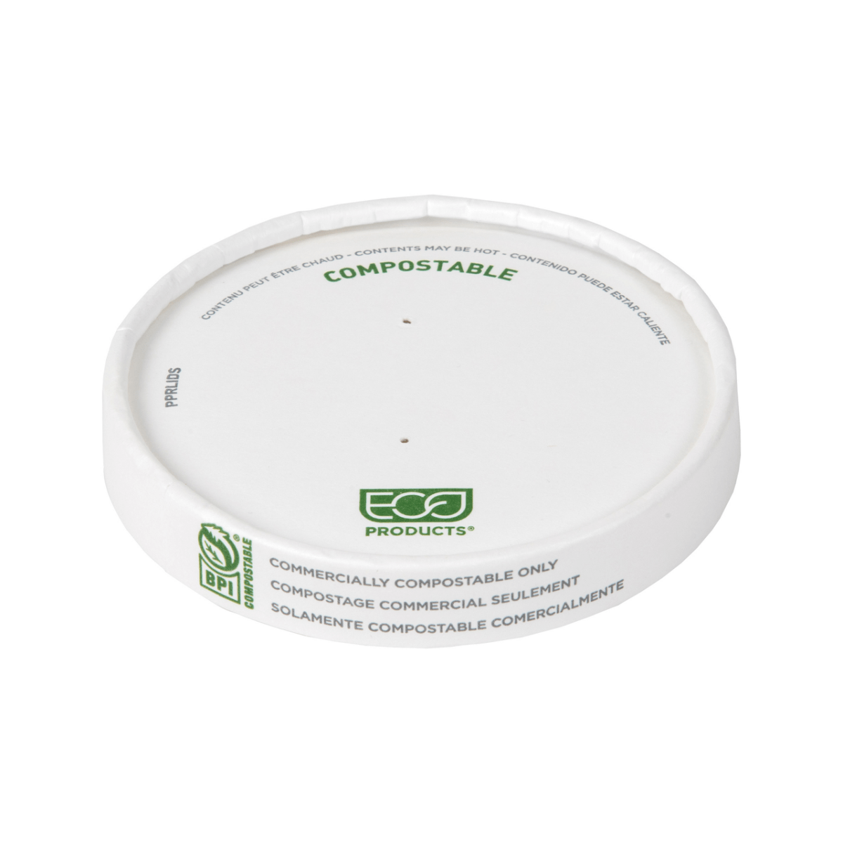 Eco-Products GreenStripe Renewable & Compostable Paper Lid, Small 90mm, Fits 8-10 oz Paper Food Containers (QTY 500), SKU EP-PPRLIDS