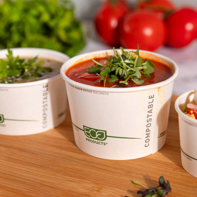Eco-Products GreenStripe Renewable & Compostable Food Container, 16 oz, PLA-Lined (QTY 500), SKU EP-BSC16-GS