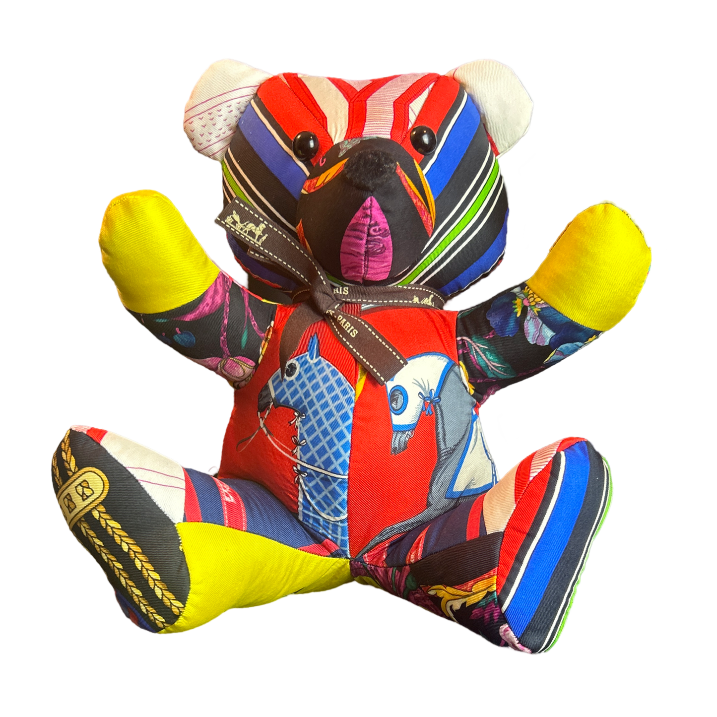 Vintage Silk Scarf Patchwork Teddy Bear