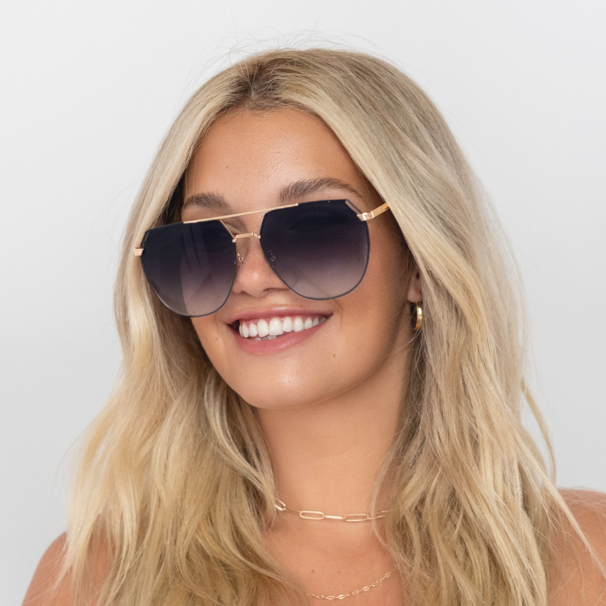 Farrah - Midnight Square Aviator Sunglasses