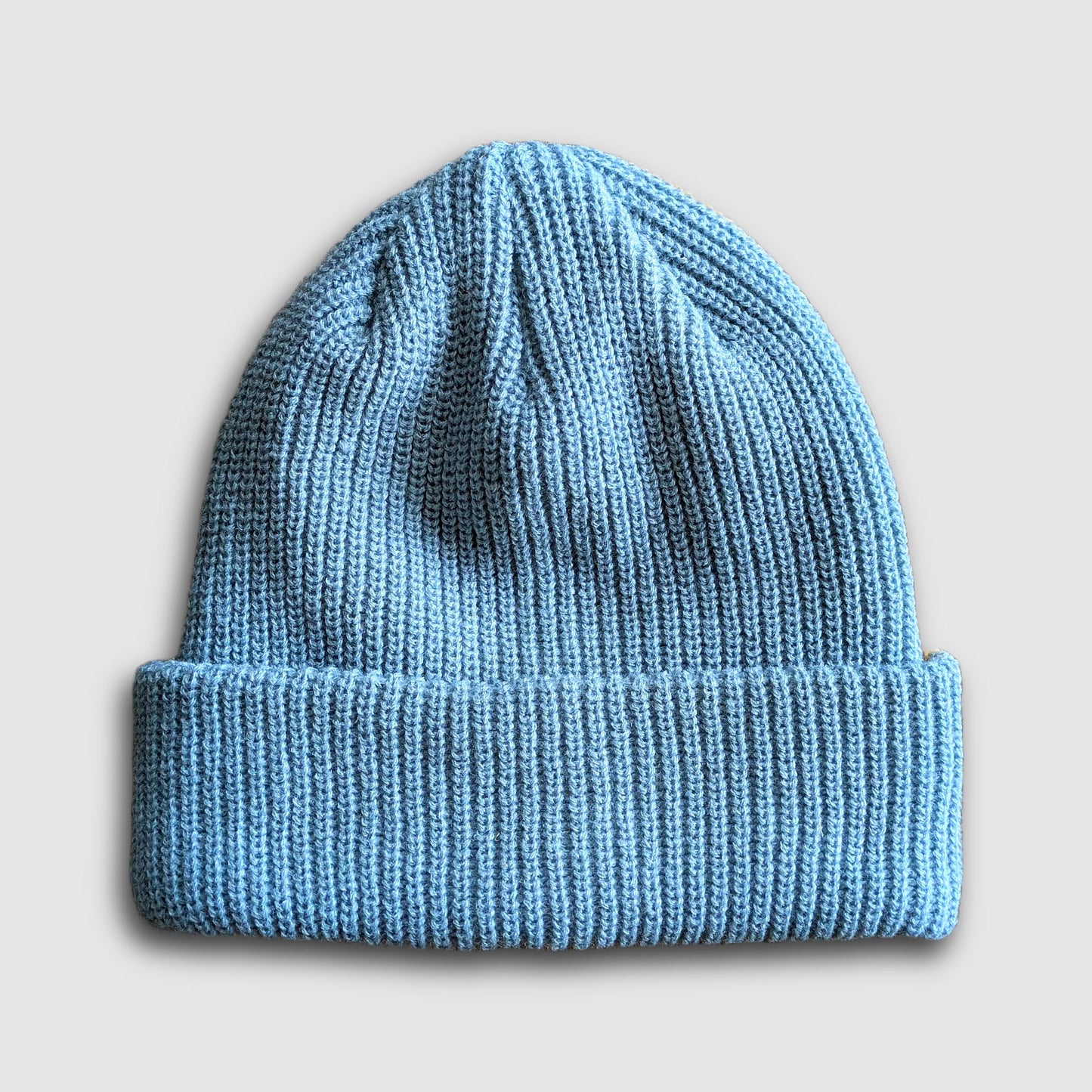 2-Tone Split Color Beanie - Mineral Blue/Tan