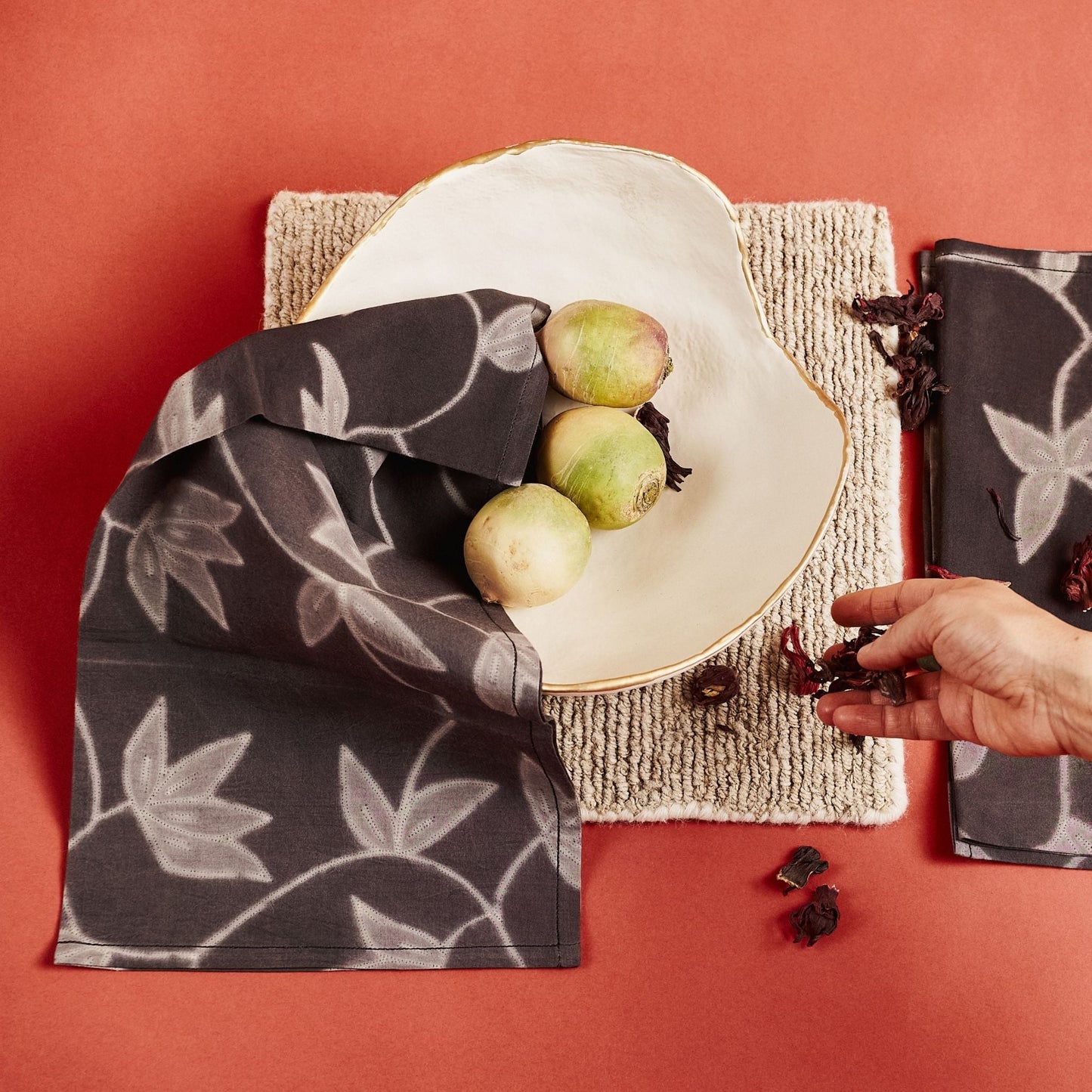 Folio Black Handcrafted Shibori Cotton Table Napkins ( set of 4 )