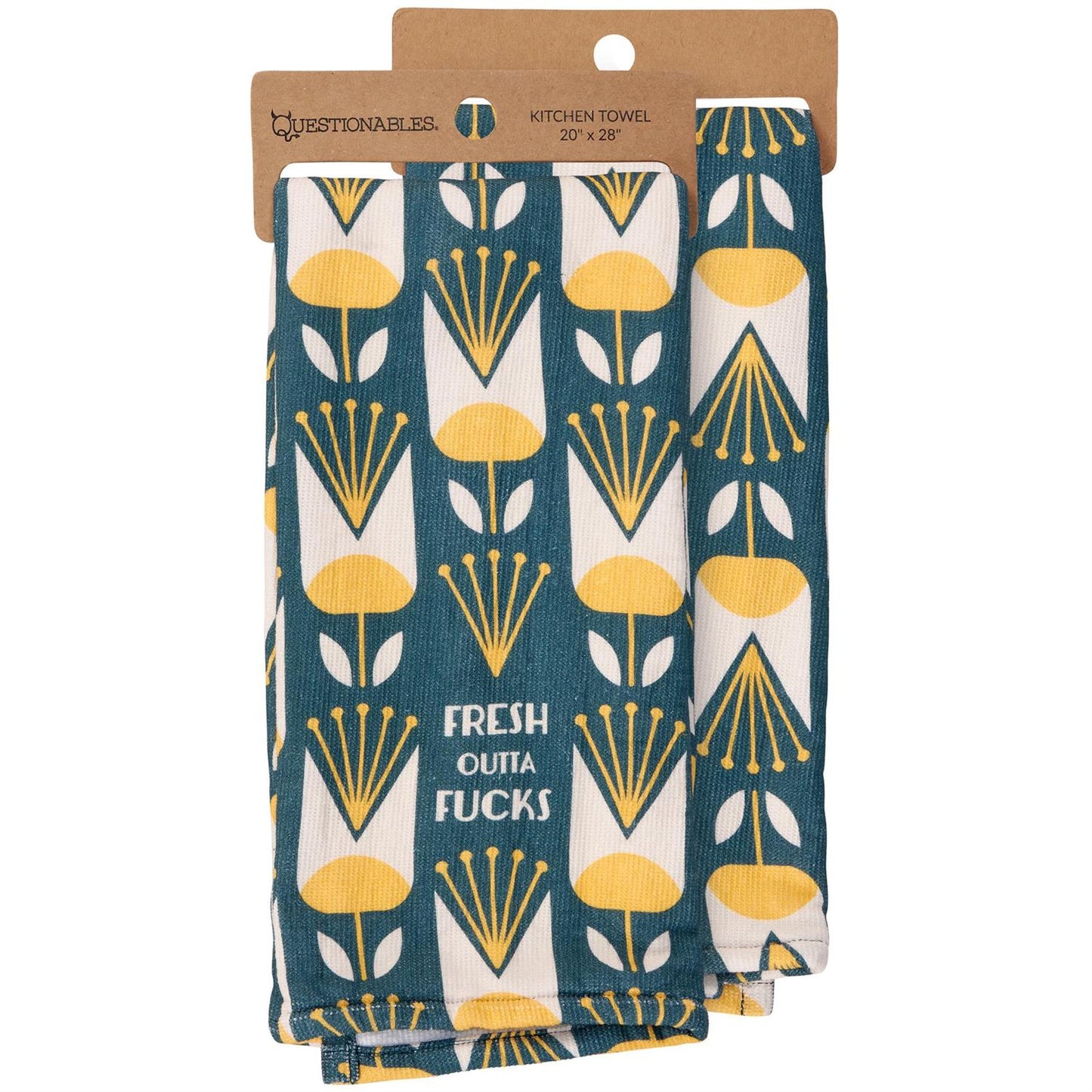 Fresh Outta Fucks Floral Pattern Kitchen Towel | Flower Designs Cotton Hand Tea Dish Cloth | 16" x 26"