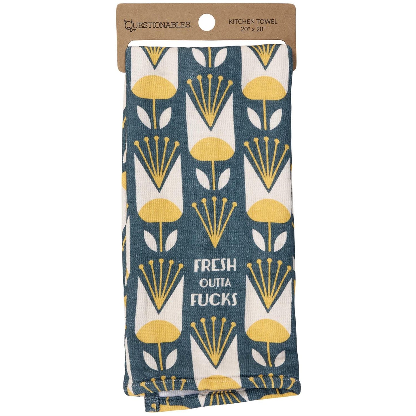 Fresh Outta Fucks Floral Pattern Kitchen Towel | Flower Designs Cotton Hand Tea Dish Cloth | 16" x 26"