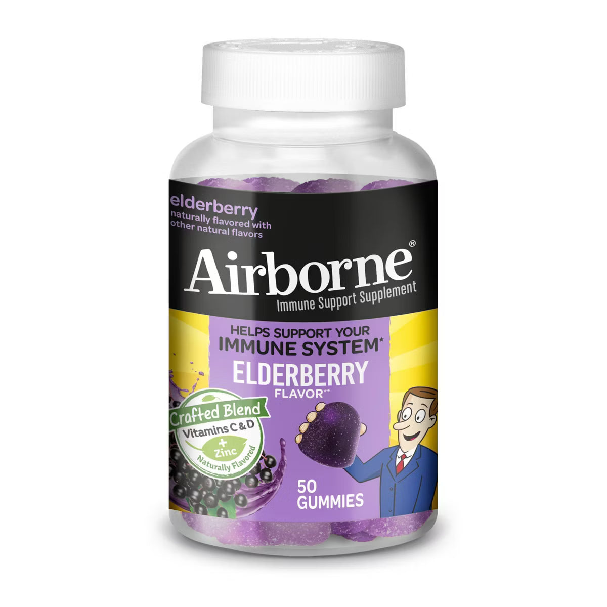 Airborne Adult Elderberry Gummies with Vitamin C & Vitamin D 50 ct
