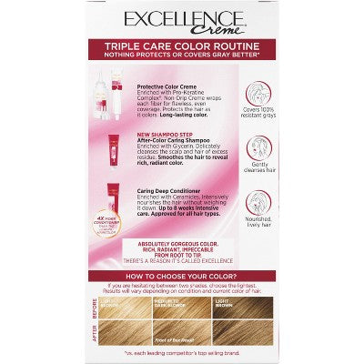 L'Oreal Paris Excellence Triple Protection Permanent Hair Color - 6.3 fl oz - 8.5A Champagne Blonde - 1 Kit