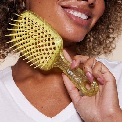 UNbrush Detangler Hair Brush Glitter Amber - New